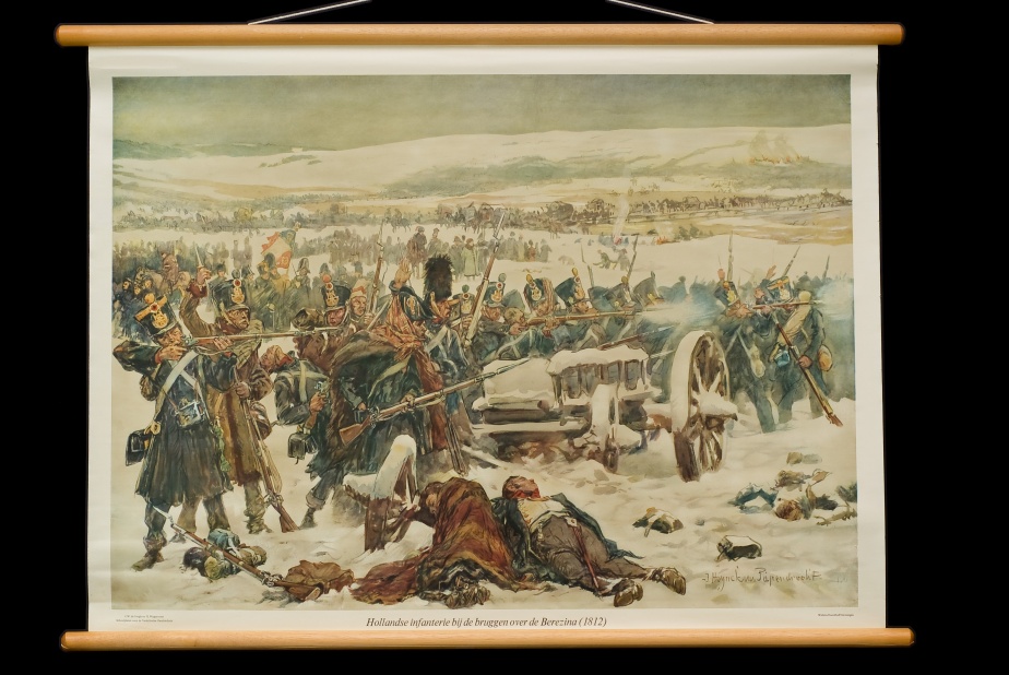 Jan Hoynck van Papendrecht, Hollandsche Infanterie bij de bruggen over de Berezina, 1812 (uit de serie Schoolplaten voor de vaderlandse geschiedenis, 1911)