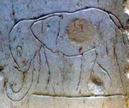 Olifant op een grafsteen (Musée de Carthage)