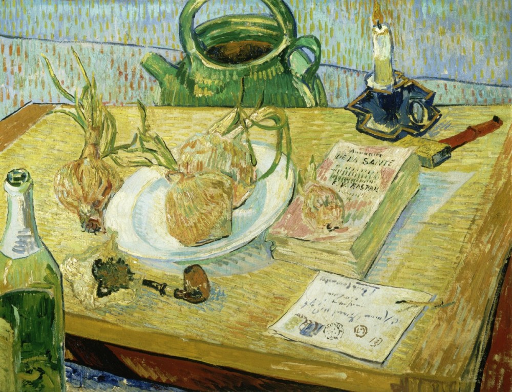 Vincent van Gogh, Stilleven rond een bord met uien, begin januari 1889
