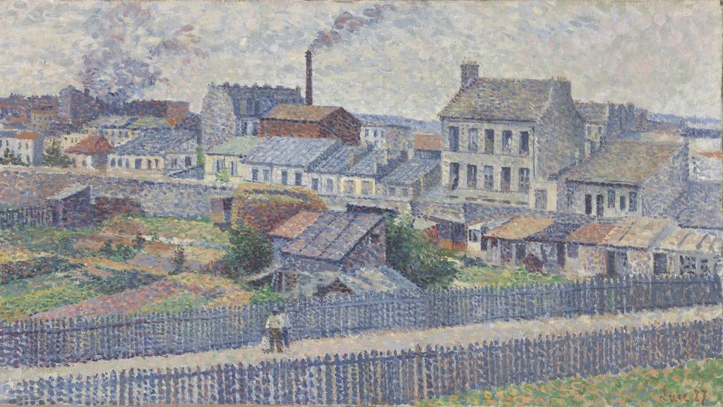 Maximilien Luce ,Terrain à Montmartre, Rue Championnet (Stadsrand bij Montmartre, Rue Championnet/ Outskirts of Montmartre, Rue Championnet), 1887