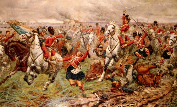 Uitbraak van de Royal Scots Greys, tijdens de Slag bij Waterloo - cc