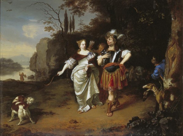 Dido en Aeneas aan het jagen