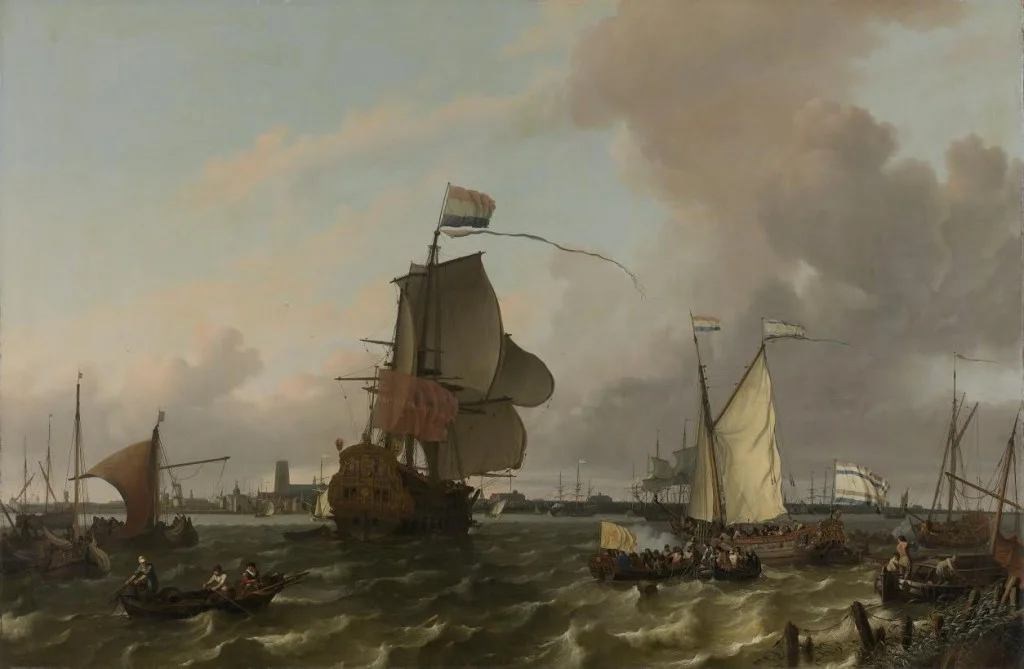 Ludolf Bakhuysen. Het oorlogsschip Brielle op de Maas bij Rotterdam (1689) 