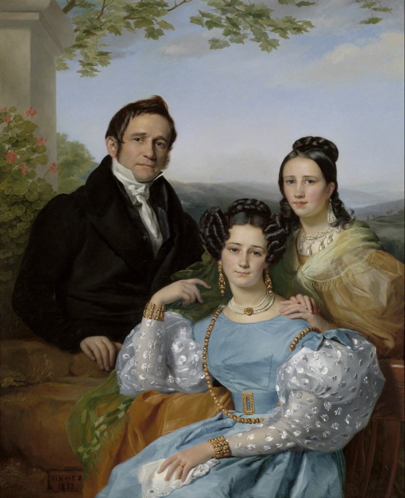 François-Joseph Navez (Charleroi 1787 - Brussel 1869) Portret van Théodore Joseph Jonet en zijn twee dochters, 1832 