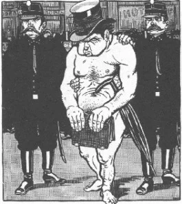 Cartoon: Kuypers arrestatie met bijbel. Bron: L.J. Jordaan in Het Leven Geïllustreerd, ca. 25 sept. 1911.