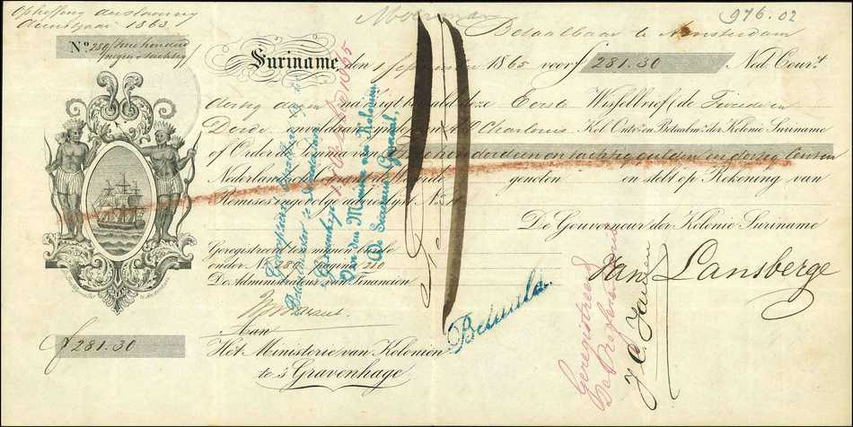Wisselbrief afschaffing slavernij Suriname, No. 289, 1863 - 1865