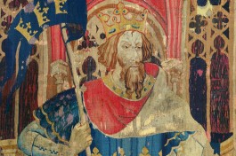 Koning Arthur op een tapijt uit circa 1385