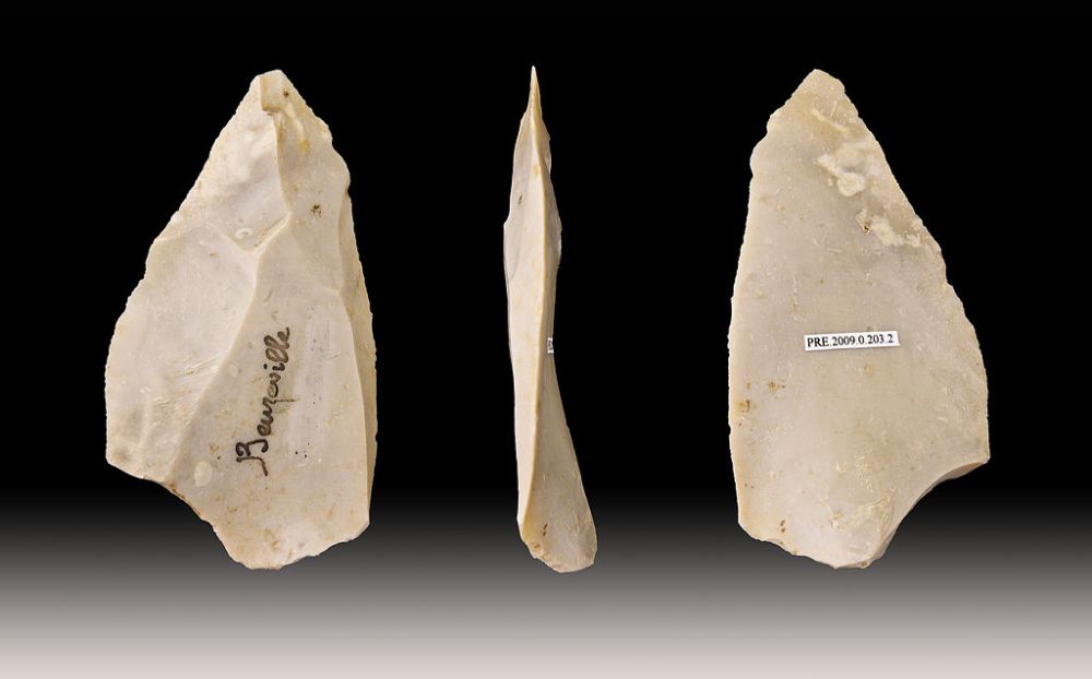 Neanderthaalse Levallois&Moustérien periode werktuigen (foto: wiki-Toulouse Museum, upload van Didier Descouens) 