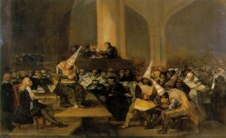 Inquisitie bijeenkomst geschilderd door Francisco Goya