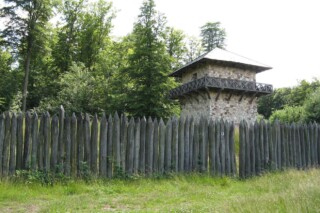 limes Palisade en wachttoren bij het Romeinse fort
