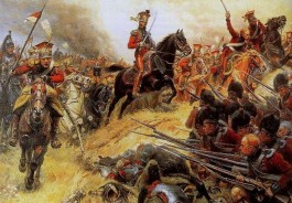Le général de Colbert-Chabanais menant les lanciers rouges à la bataille de Waterloo’ (foto: wiki. Doek van Alphonse Lalauze -upload van Khozam)