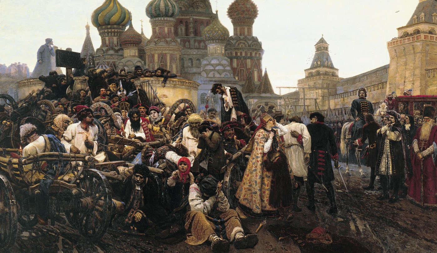 Schilderij van Vasily Surikov (1848-1916) over de executie van de Streltsy op het Rode Plein, 1881. Bron: Wikimedia