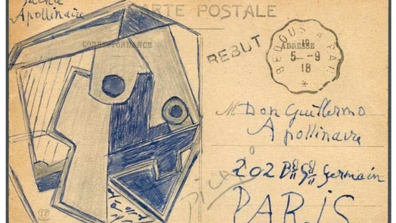 Achterzijde van de door Picasso verstuurde postkaart