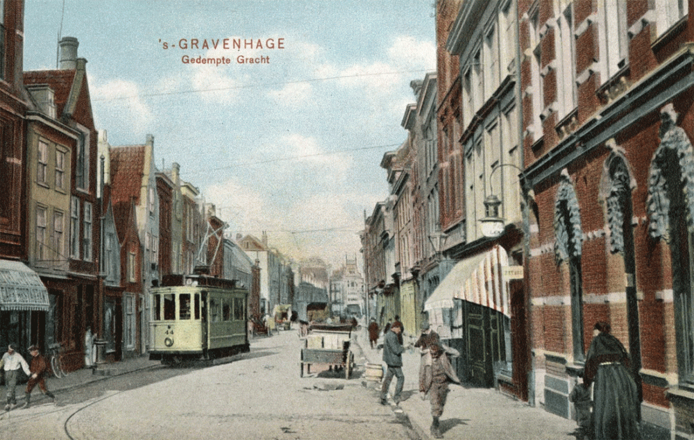 Gedempte Gracht ca. 1906. Prentbriefkaart, collectie HGA.