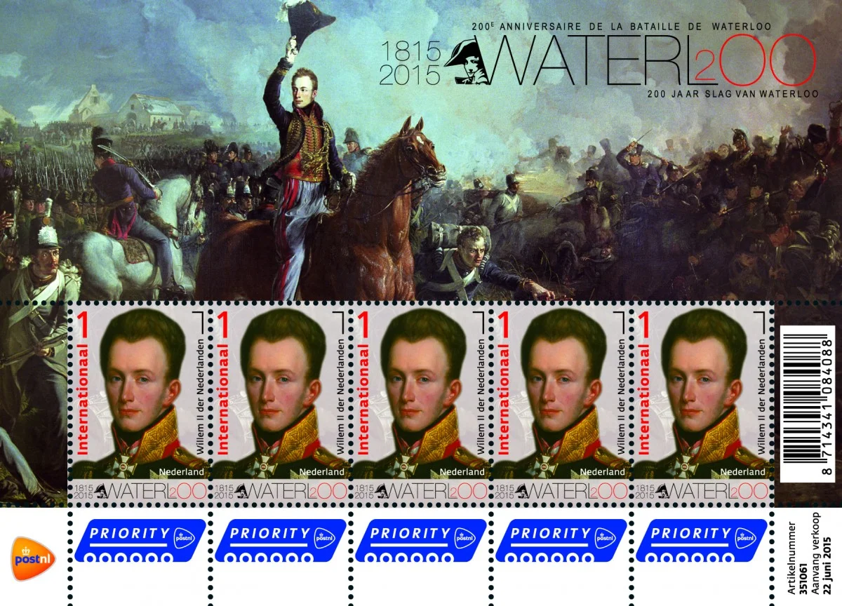 Postzegel naar aanleiding van '200 jaar Slag van Waterloo' (PostNL)