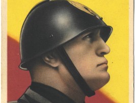 Benito Mussolini op een postkaart uit de jaren 1940