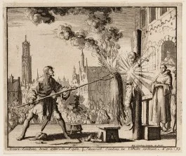Gefantaseerde 17e-eeuwse voorstelling van Jan Luyken met de terechtstelling van Eemkens