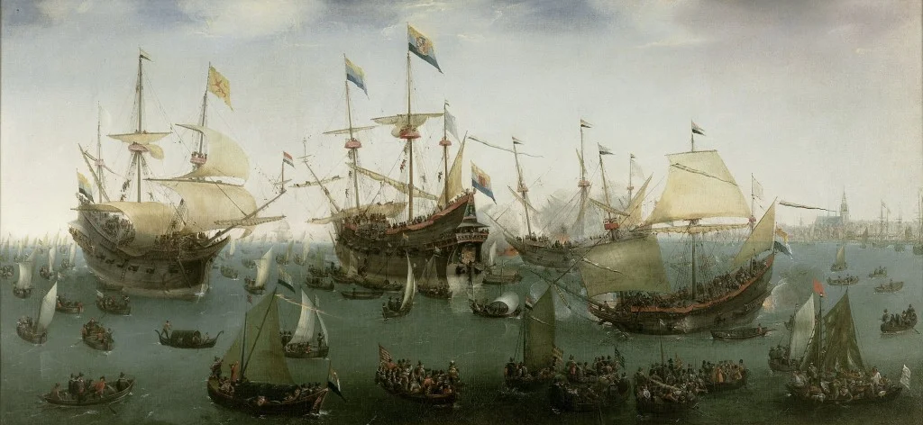 De terugkomst in Amsterdam van de tweede expeditie naar Oost-Indië, Hendrik Cornelisz. Vroom, 1599