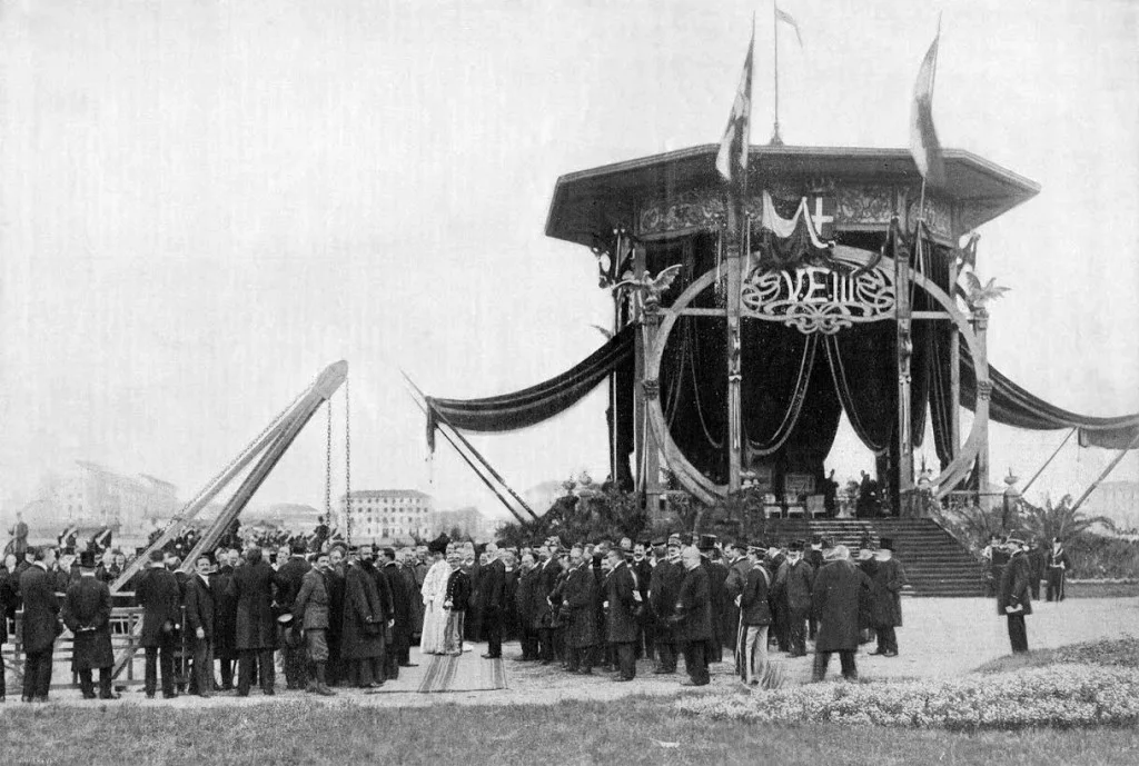 Eerstesteenlegging nieuw station Milaan, 1906