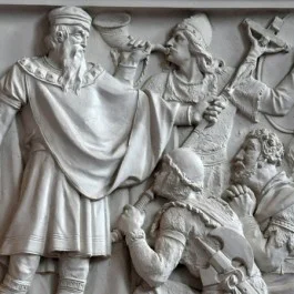 Karel de Grote en Roeland nemen de Saksische onderwerping in ontvangst (Walhalla, Regensburg)