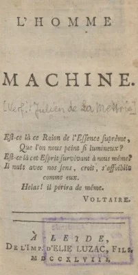 Omslag van het boek L 'homme machine (1747)