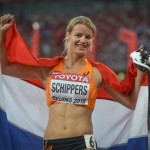Dafne Schippers na afloop van de 100 m tijdens de WK van 2015 (wiki)