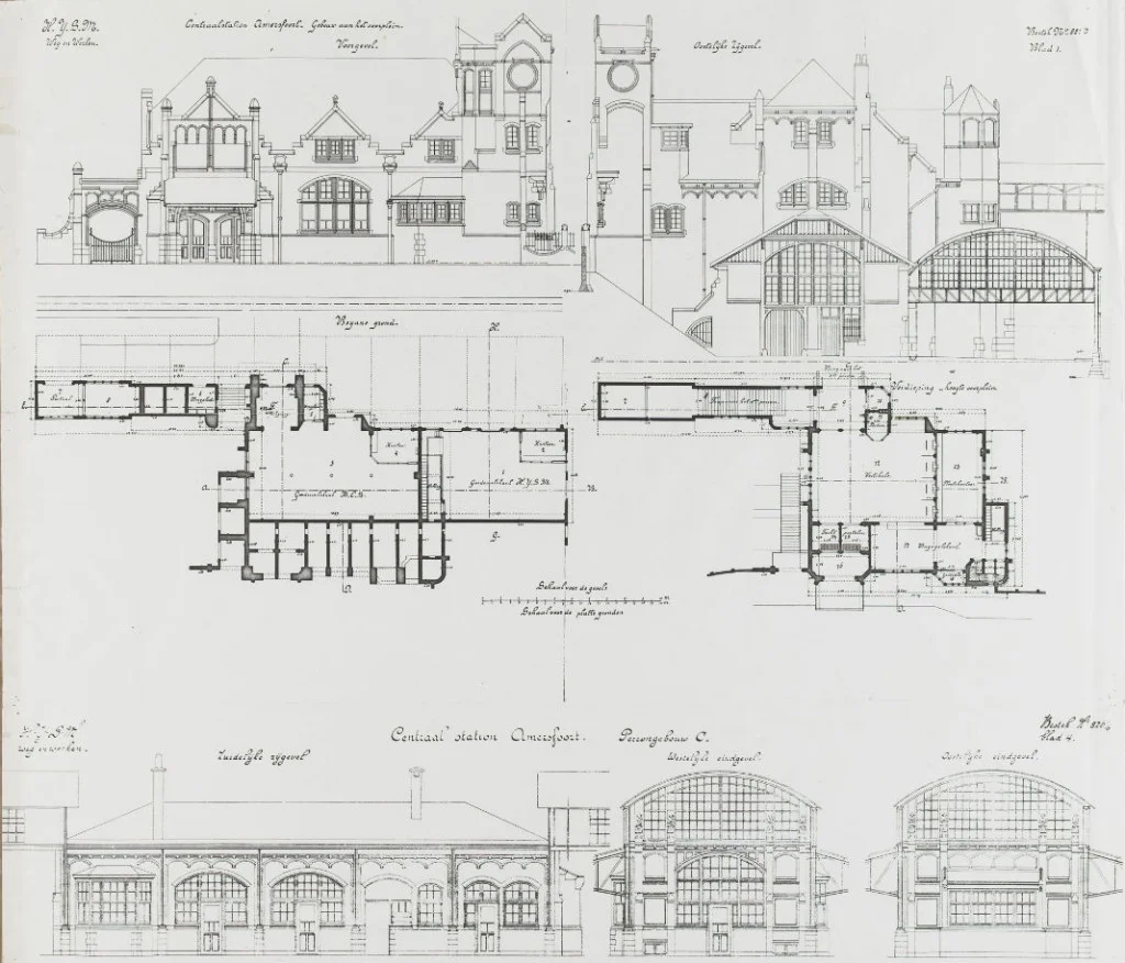 Tekening van het station van Amersfoort