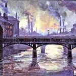 Schilderij (1a, Jotter, ‘Early morning on the Don’) of foto 1b (Zware industrie) Door de zware industrie stond Sheffield bekend als ‘De lelijkste stad van de wereld’