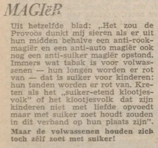 Het Limburgsch Dagblad citeert uit het blad Provo over klootjesvolk (6 sept. 1966). www.delpher.nl