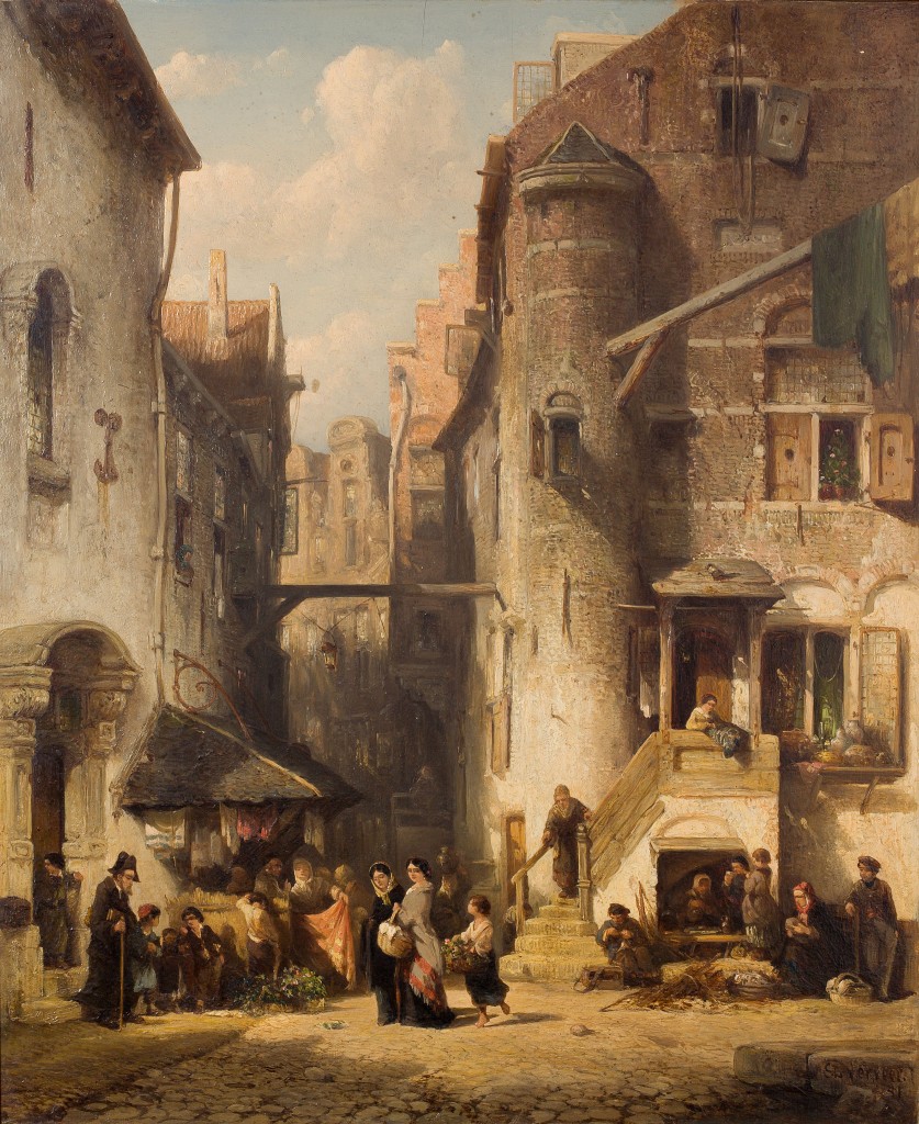 Salomon Verveer, Een straat in de Amsterdamse jodenbuurt, 1851. Stichting Twickel, Delden