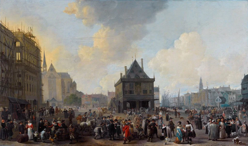 Stadhuis in aanbouw door Johannes Lingelbach (1656)