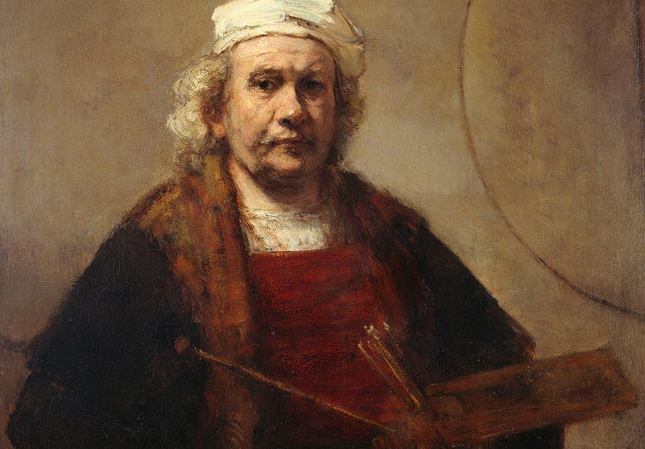 Rembrandt van Rijn, "Zelfportret met twee cirkels" (ca. 1667). Bron: Rijksmuseum