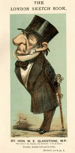 Karikatuur van William Gladstone in het blad Punch