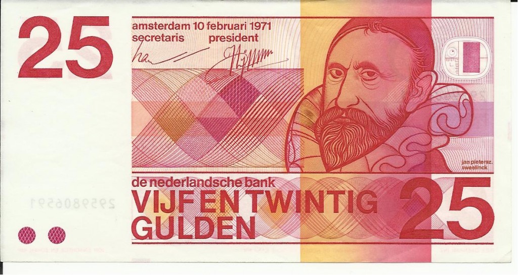 Bankbiljet van 25 gulden met Jan Pieterszoon Sweelinck (Munten Kabinet)