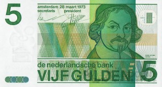Bankbiljet van 5 gulden met Joost van den Vondel (Fok)