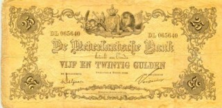 Briefje van 25 gulden uit 1861