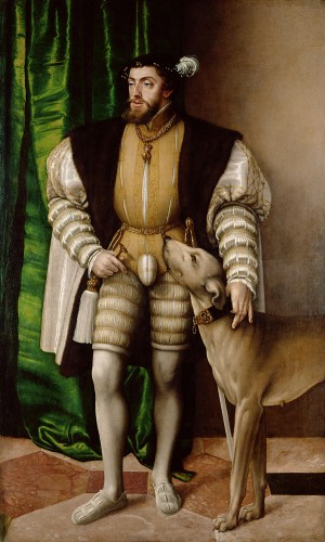 Karel V en zijn hond, een schilderij van Jakob Seisenegger uit 1532