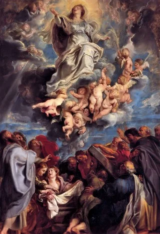 Tenhemelopneming van de Goddelijke en Heilige Maagd Maria olieschets; een ontwerp voor een altaarstuk (Peter Paul Rubens)