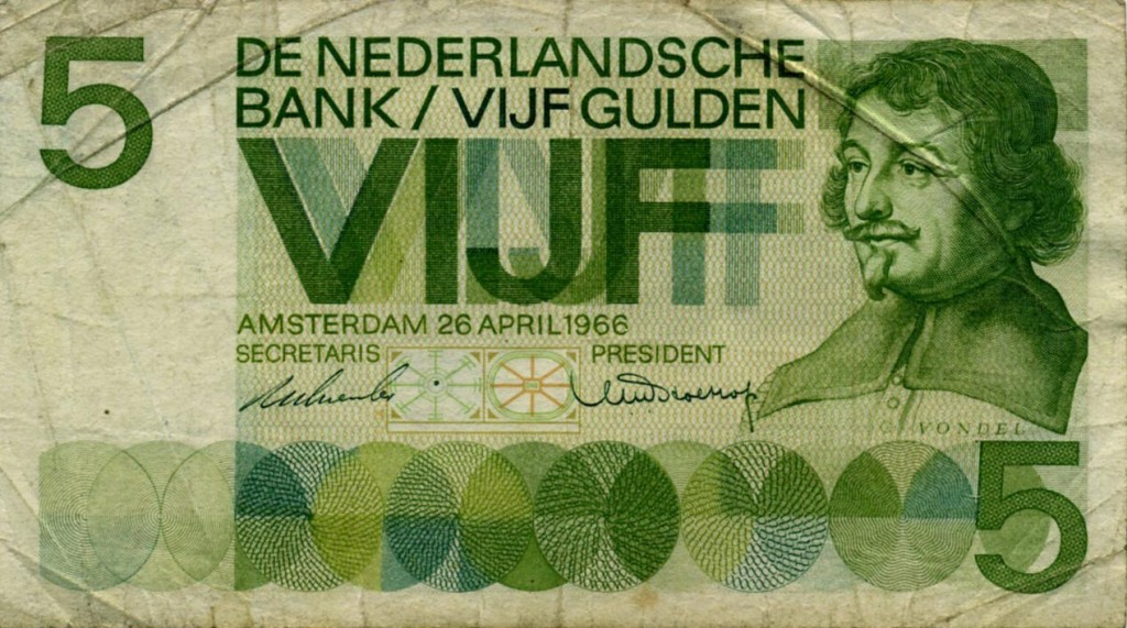 Voorloper van bovenstaande bankbiljet met eveneens een afbeelding van Vondel (Banknoteworld.it)