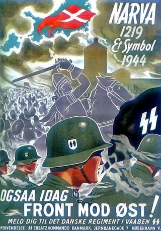 Deense Waffen SS-poster over Slag om de Narva, 1944. Bron: Pinterest