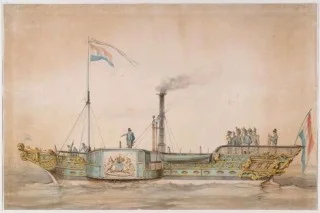 Raderstoomschip "Leeuw". Bron: Scheepvaartmuseum Amsterdam