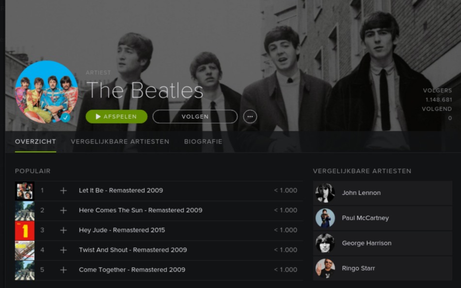 The Beatles op Spotify