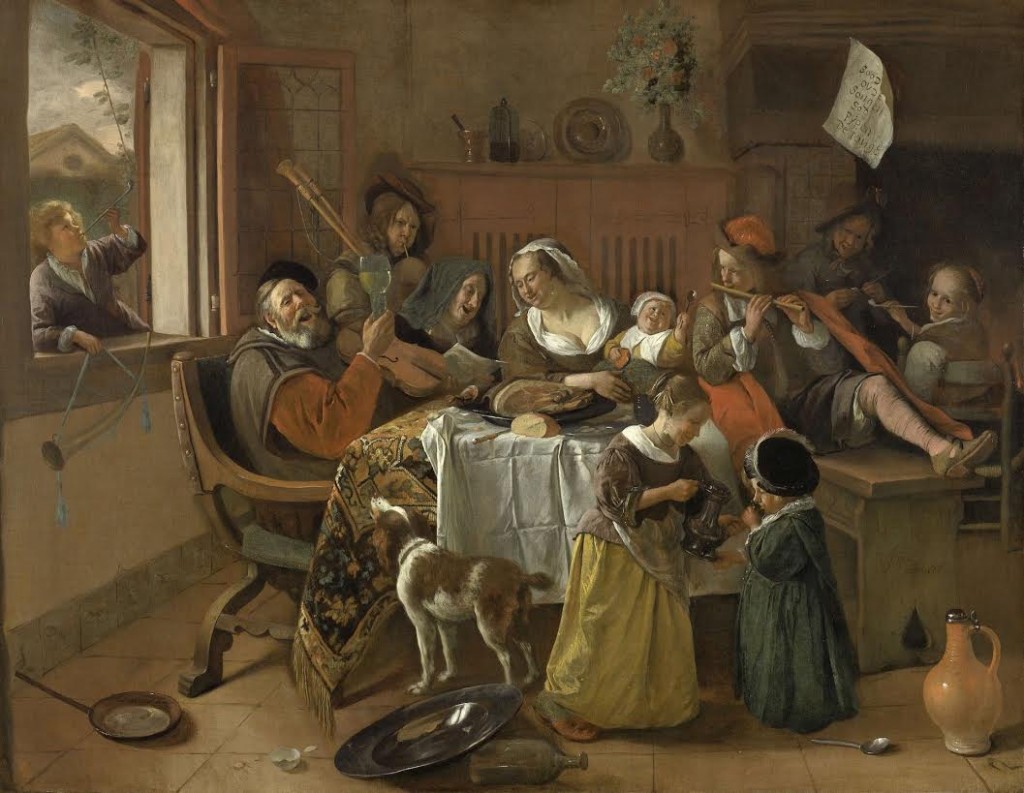 Jan Steen, "Het vrolijke huisgezin", 1668. Bron: Rijksmuseum
