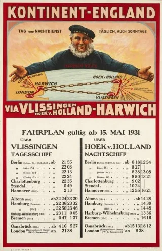 Affiche Kontinent-England, SMZ-LNER, 1931 (collectie Spoorwegmuseum)