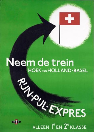 Affiche Rijn-Pijl-Expres, ca. 1952 (Spoorwegmuseum)