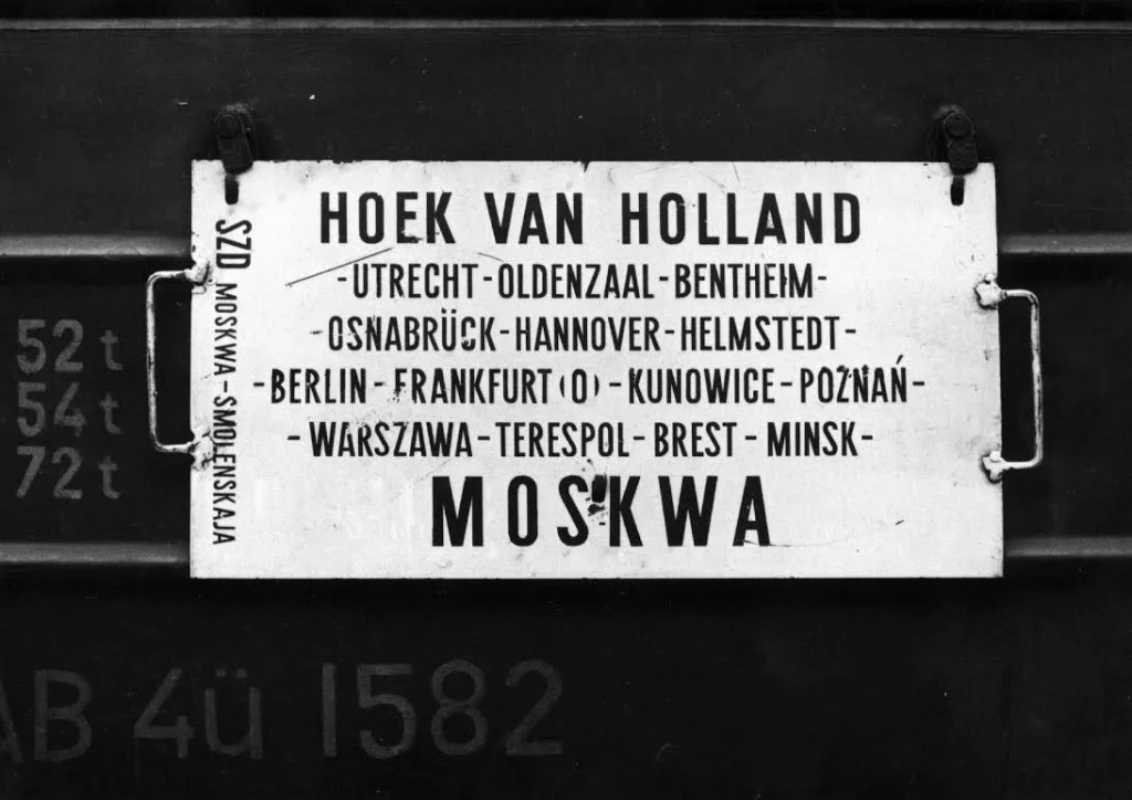 Koersbord Hoek van Holland-Moskwa, 1972 (NS/Het Utrechts Archief)