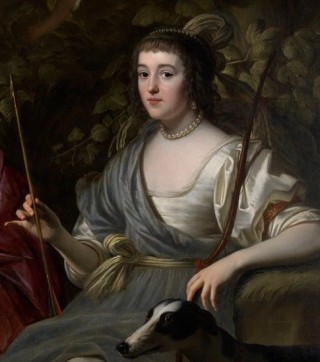 Amalia van Solms als de jachtgodin Diana (Detail van het werk)
