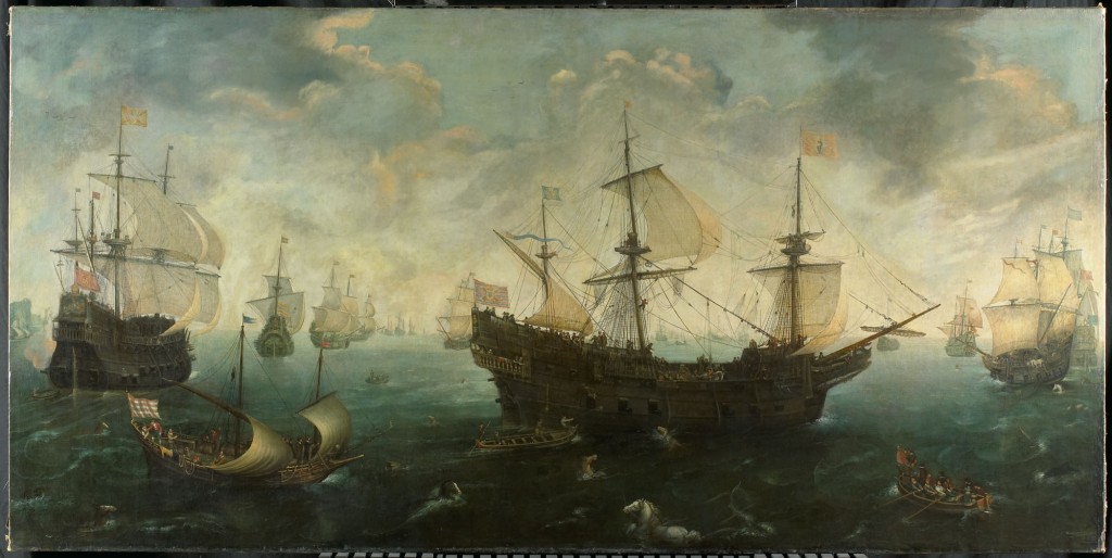 De Spaanse Armada voor de Engelse kust