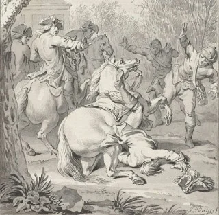 Dodelijke val van Willem III van zijn paard, (detail) – Jacobus Buys (Rijksmuseum Amsterdam)