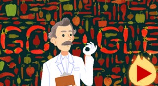 Wilbur Scoville en een hete peper in de Google Doodle